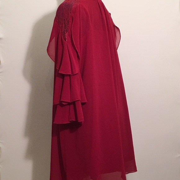 Aubrey Ann 2 pc Midi dress 3/4 ruffle sleeves - Picture 8 of 8